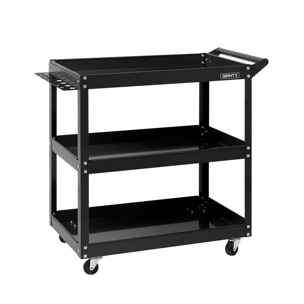 Tool Cart 3 Tier Parts Steel Trolley Mechanic Storage Organizer Black