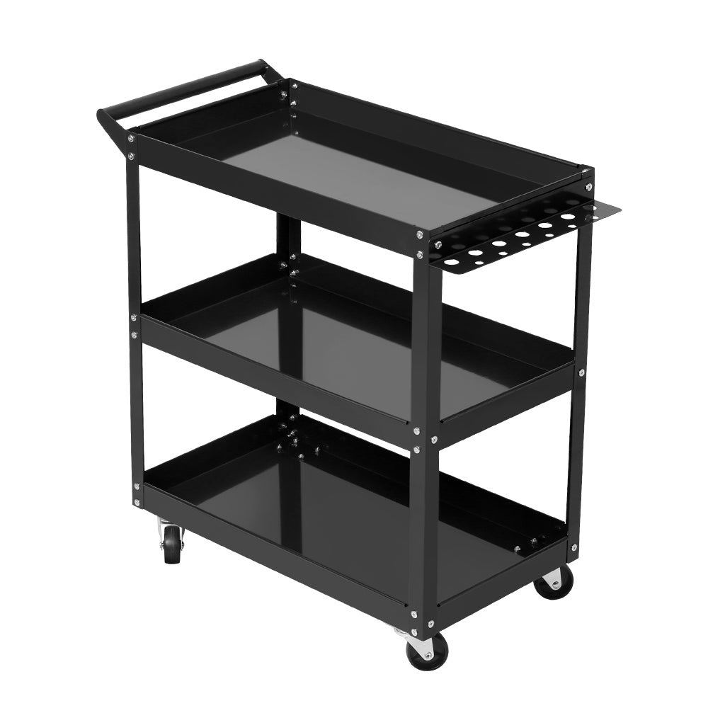 Tool Cart 3 Tier Parts Steel Trolley Mechanic Storage Organizer Black