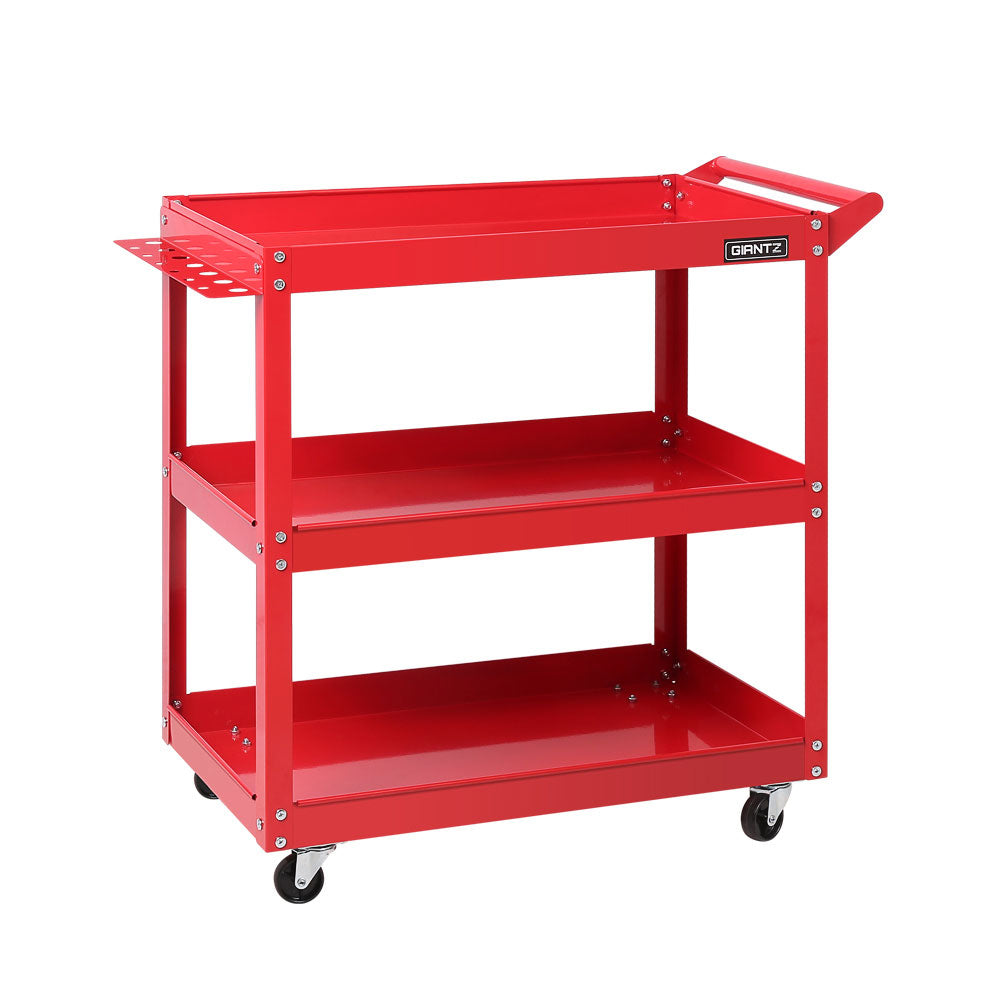 Tool Cart 3 Tier Parts Steel Trolley Mechanic Storage Organizer Red