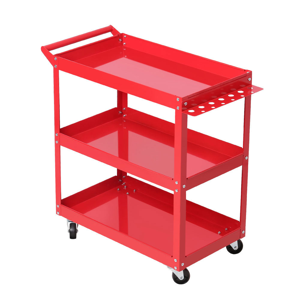 Tool Cart 3 Tier Parts Steel Trolley Mechanic Storage Organizer Red