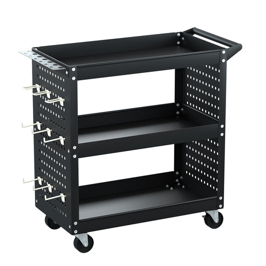 Giantz 3-Tier Tool Cart Storage Trolley Toolbox Workshop Garage Organizer Black Garage storage 