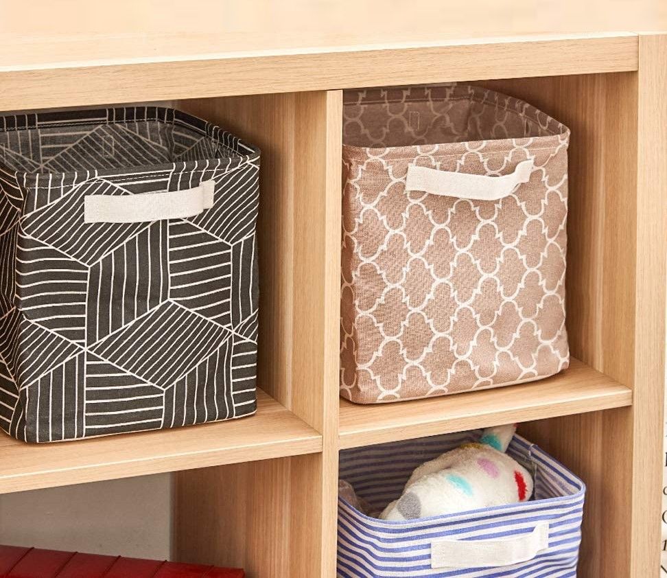 Foldable Fabric Basket Bin Storage Cube for Nursery - 6 Pack