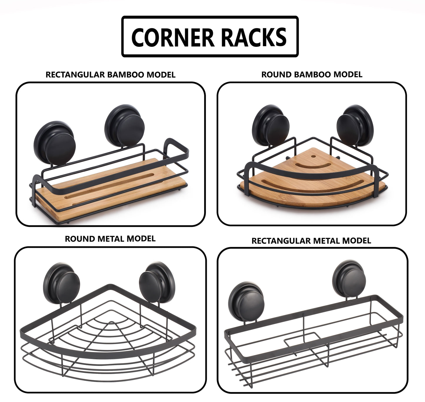 Shower Caddy Shelf Basket Rack 2 Pack Round Corner