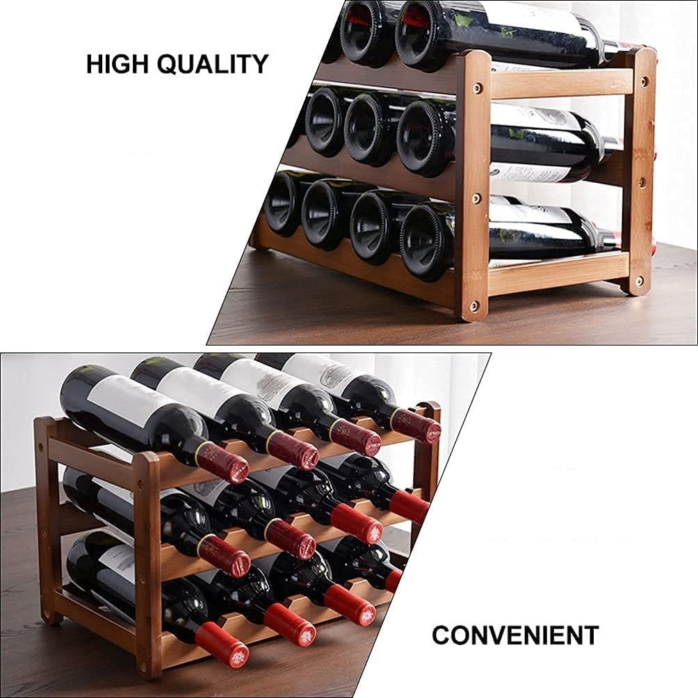 Wine Storage Rack 3-layer Bamboo (12 bottles)