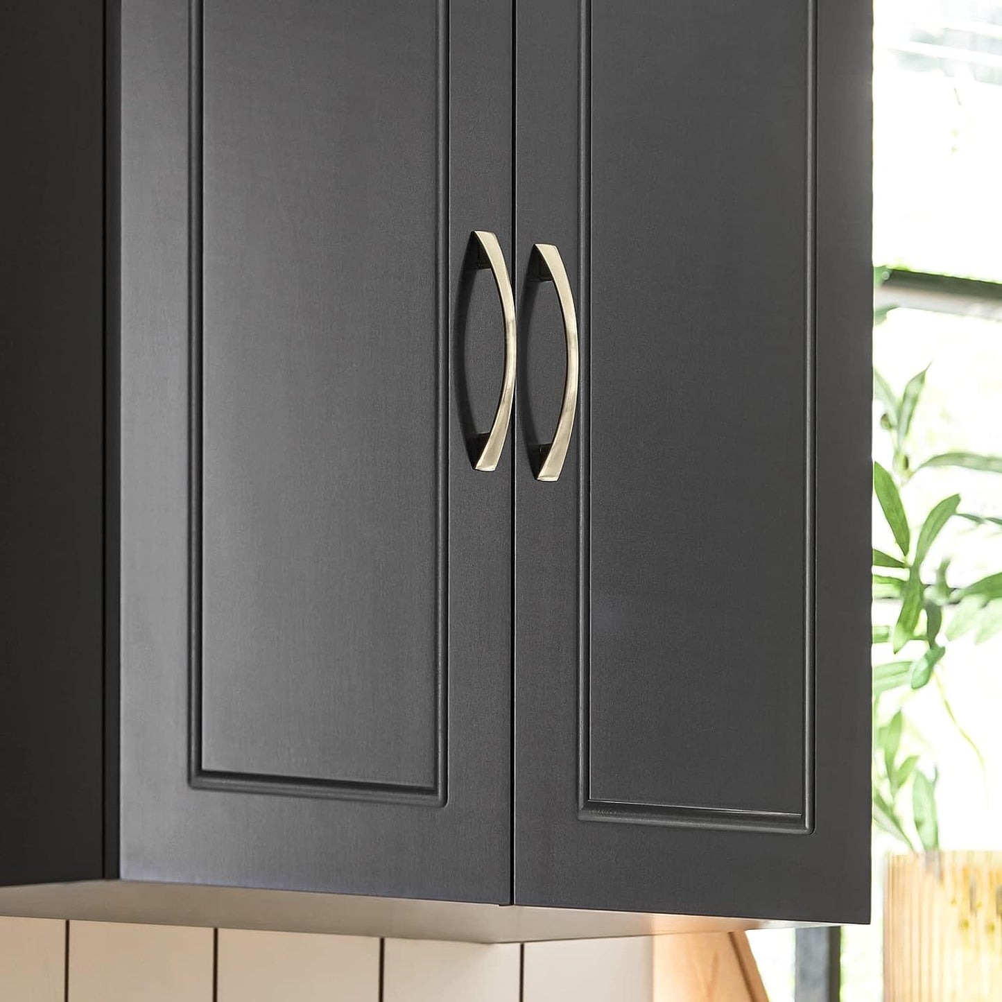 Wall Storage Cabinet Double Doors, Black