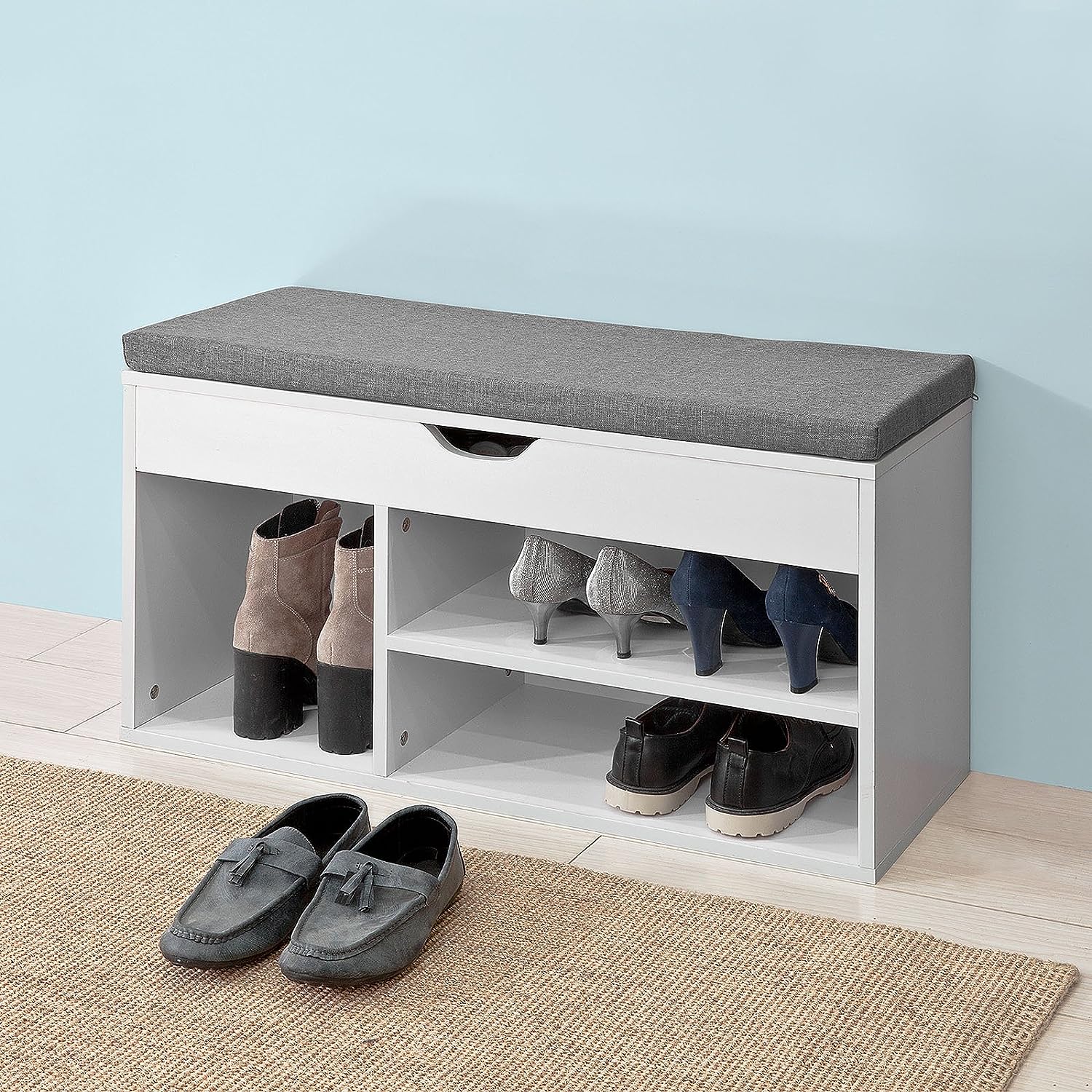 Padded Shoe Bench Lift Up Shoe Storage