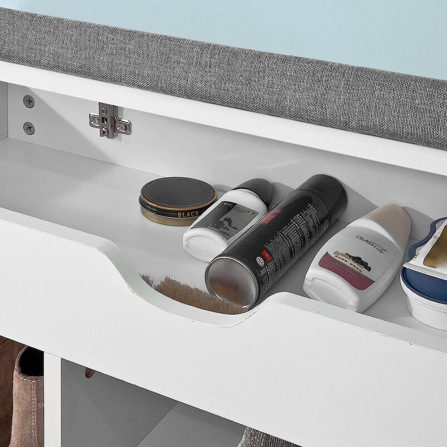 Padded Shoe Bench Lift Up Shoe Storage