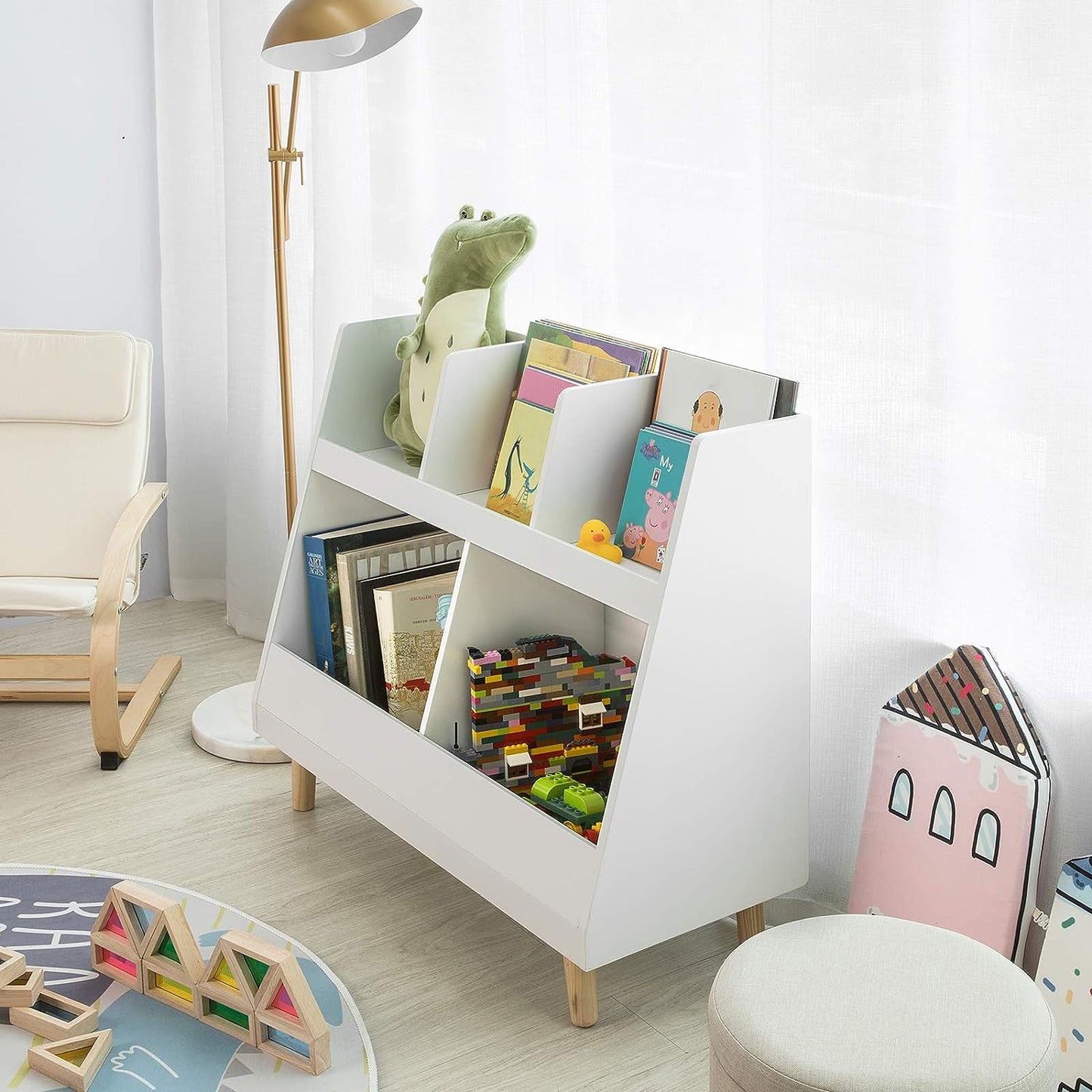 Childrens Shelving Unit, 5 Compartments Bookcase