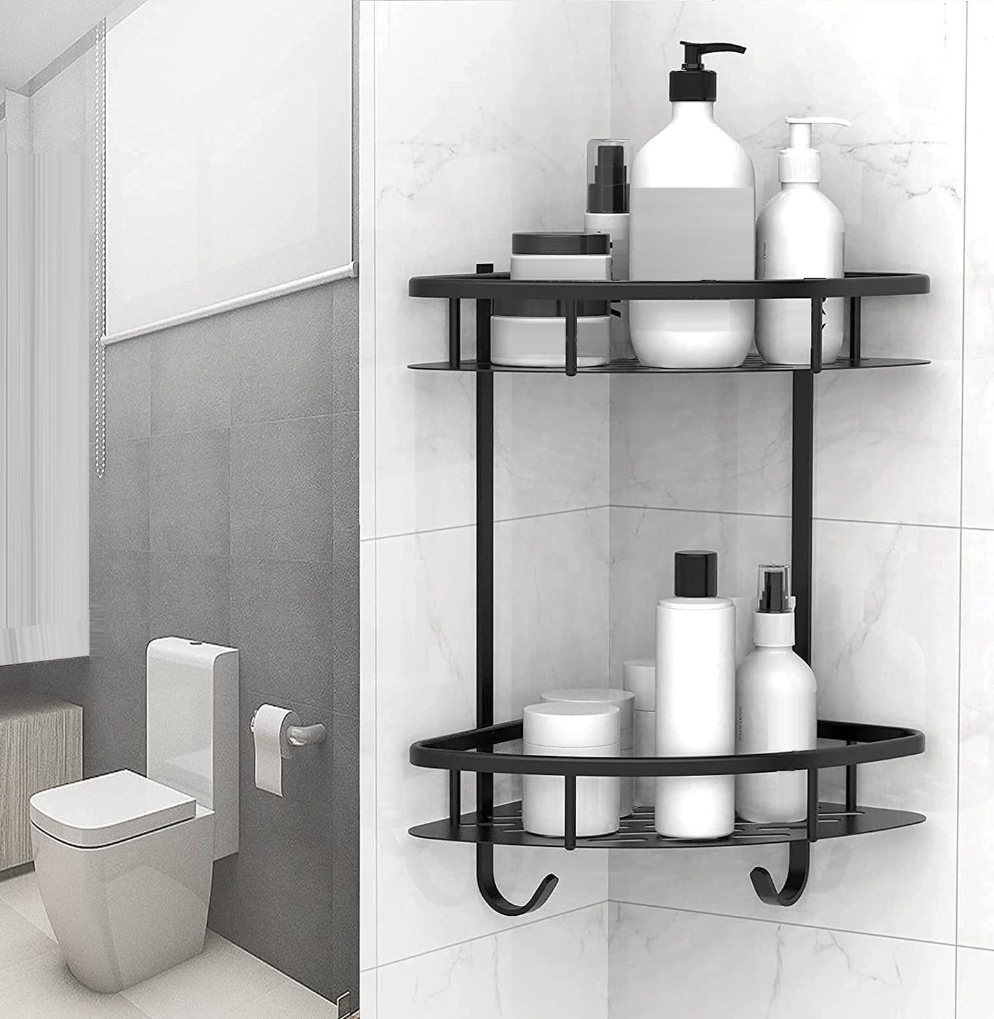 Corner Shelf Storage Rack for Bathroom 2 Pack Aluminum Adhesive Shower Caddy