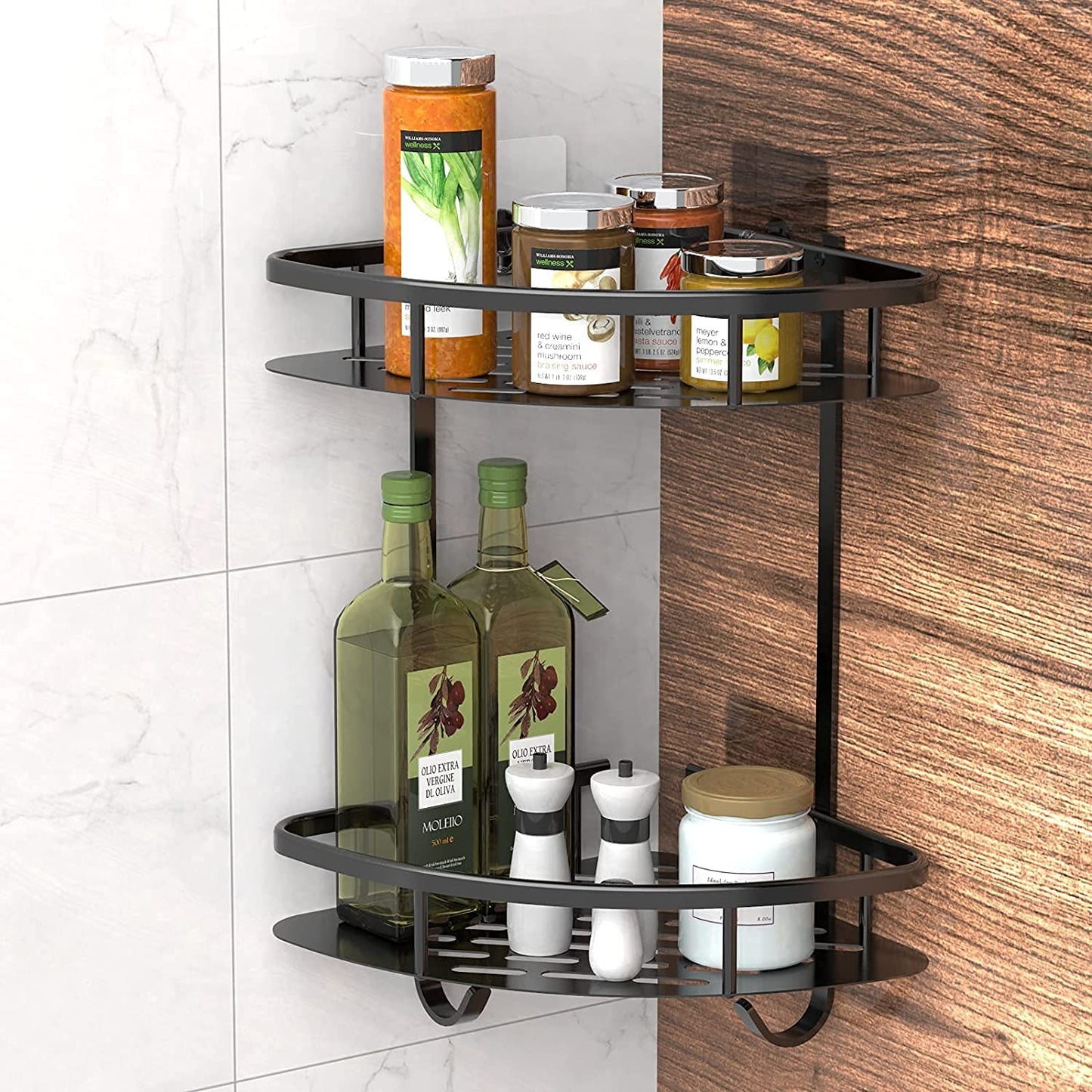 Corner Shelf Storage Rack for Bathroom 2 Pack Aluminum Adhesive Shower Caddy