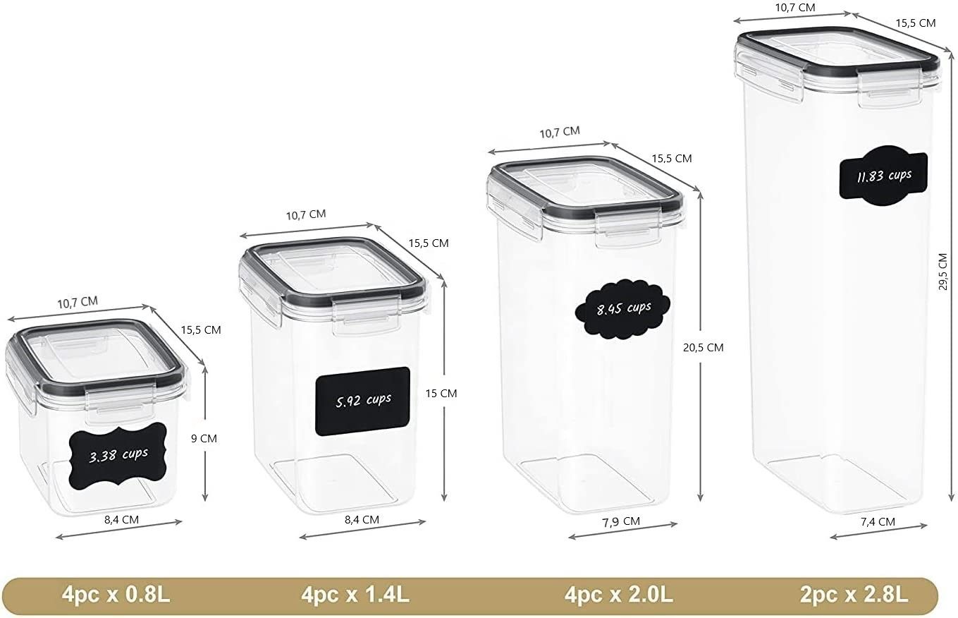 Food Storage Containers 7 Pieces Plastic (Black)