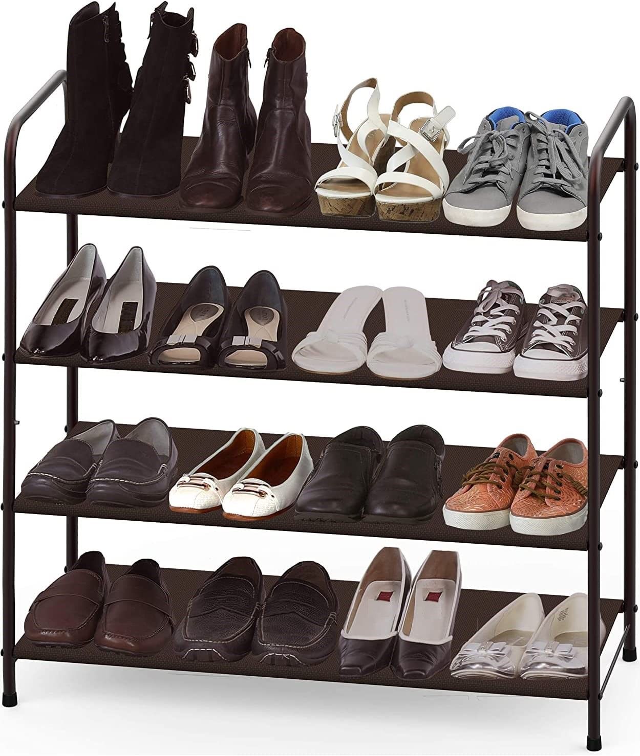 Shoe Rack Metal 4 Tier Storage Organiser for Entryway and Bedroom