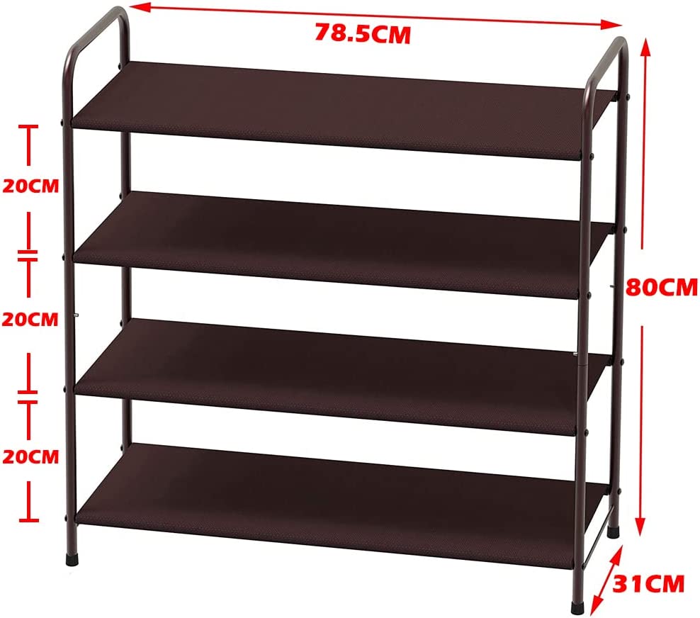 Shoe Rack Metal 4 Tier Storage Organiser for Entryway and Bedroom