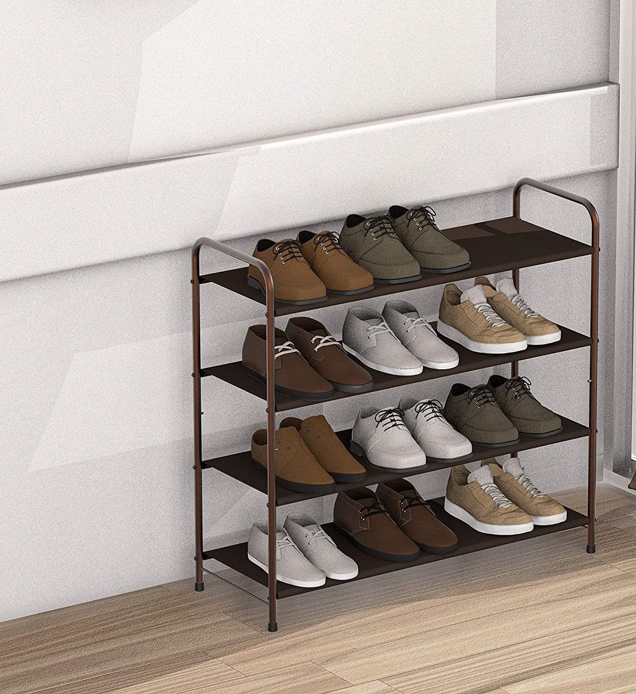 Shoe Rack Metal 4 Tier Storage Organiser for Entryway and Bedroom