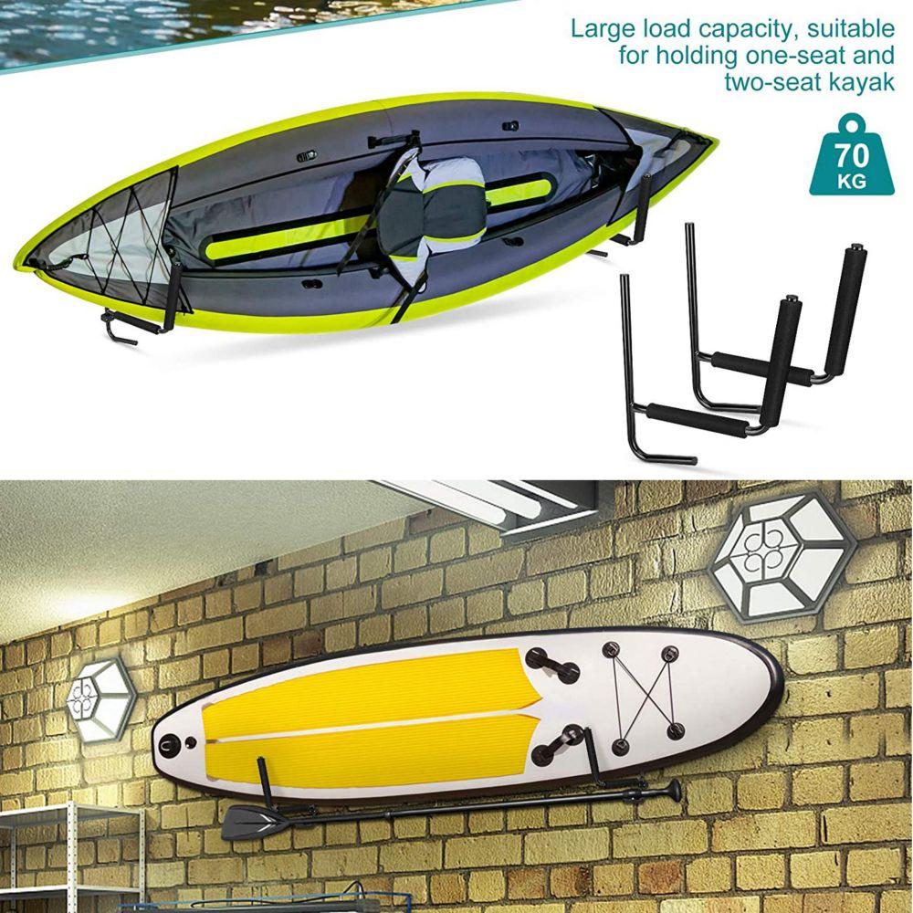 Wall Rack Carrier 2Pcs Kayak Canoe Paddle Surfboard Holder Wall Mount Shelf