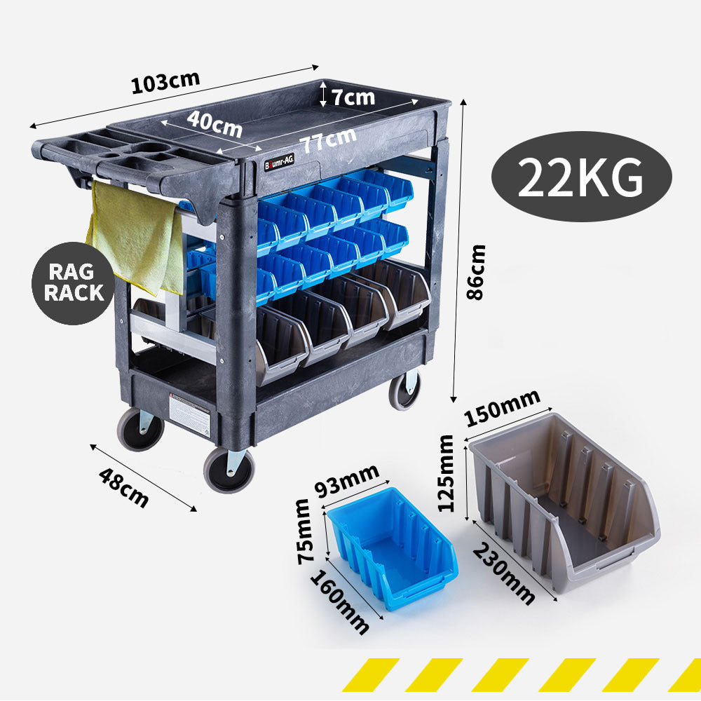 Parts Bin Trolley Service Utility Cart Storage Mobile Tool Workshop