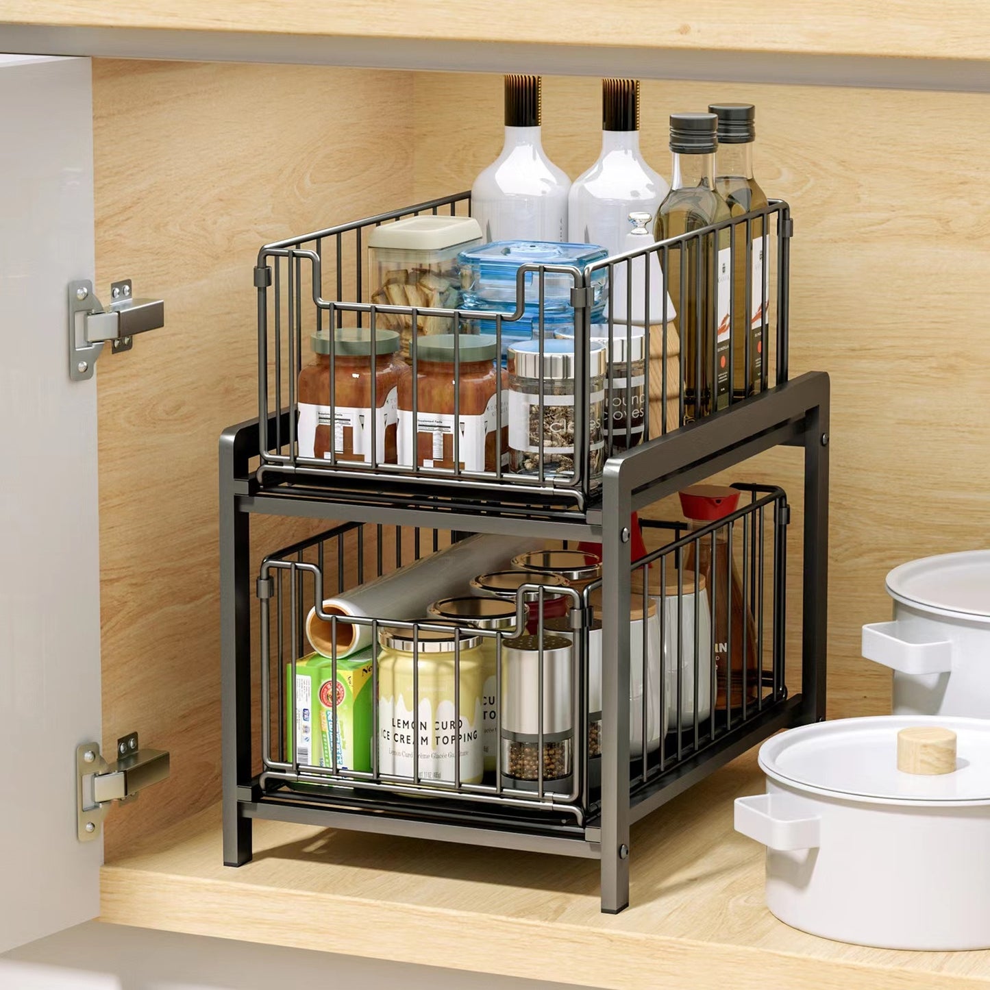 Under Sink Organizer Pull Out Sliding Drawer Cabinets