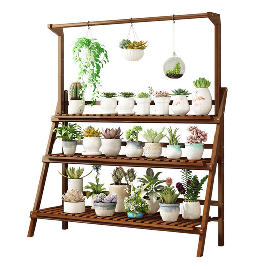 Bamboo Plant Stand 3 Tier Dark Brown 