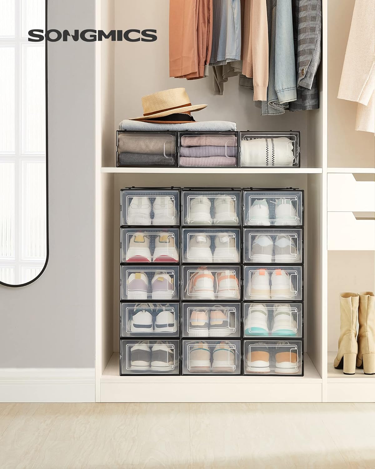 Foldable Stackable Shoe Boxes storage nook