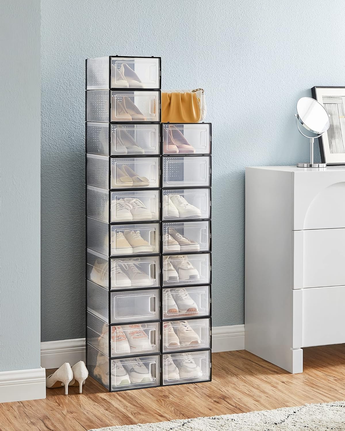 Foldable Stackable Shoe Boxes storage nook