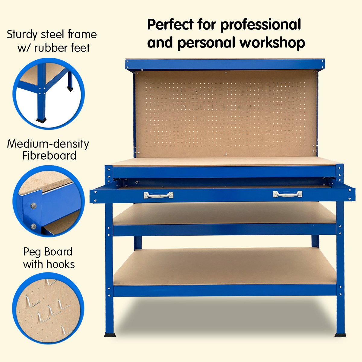 Work Bench Garage Storage Table 3-layered Tool Shop Shelf