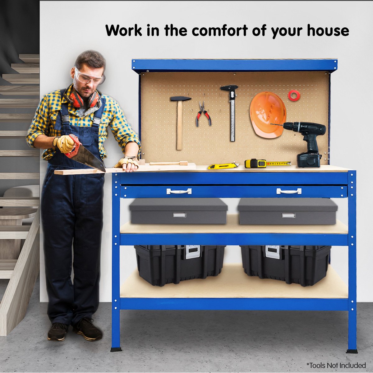 Work Bench Garage Storage Table 3-layered Tool Shop Shelf