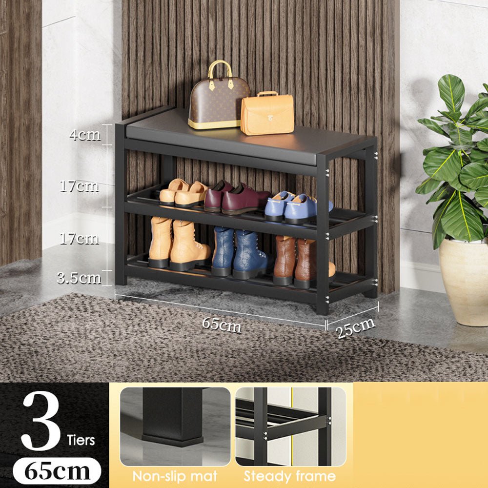 Shoe Rack 3 Tiers 80cm Width Sturdy Steel Multi-layer Shoe Storage Organizer