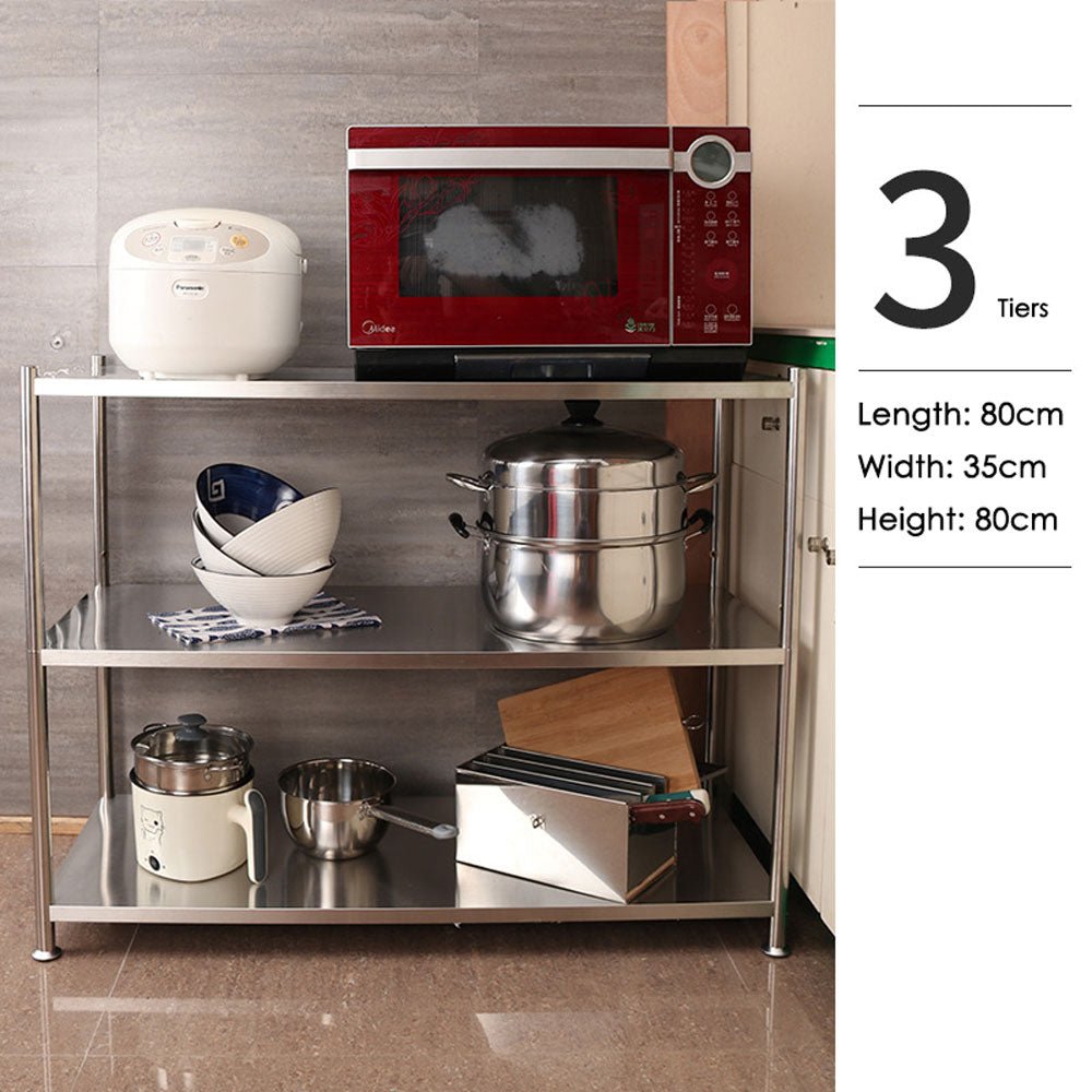 Microwave Oven Storage Rack 3 Tiers 80cm Height Stainless Steel