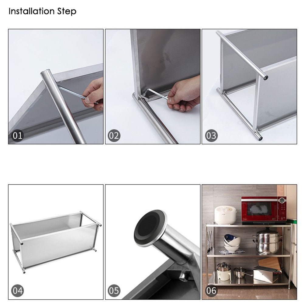 Microwave Oven Storage Rack 3 Tiers 80cm Height Stainless Steel