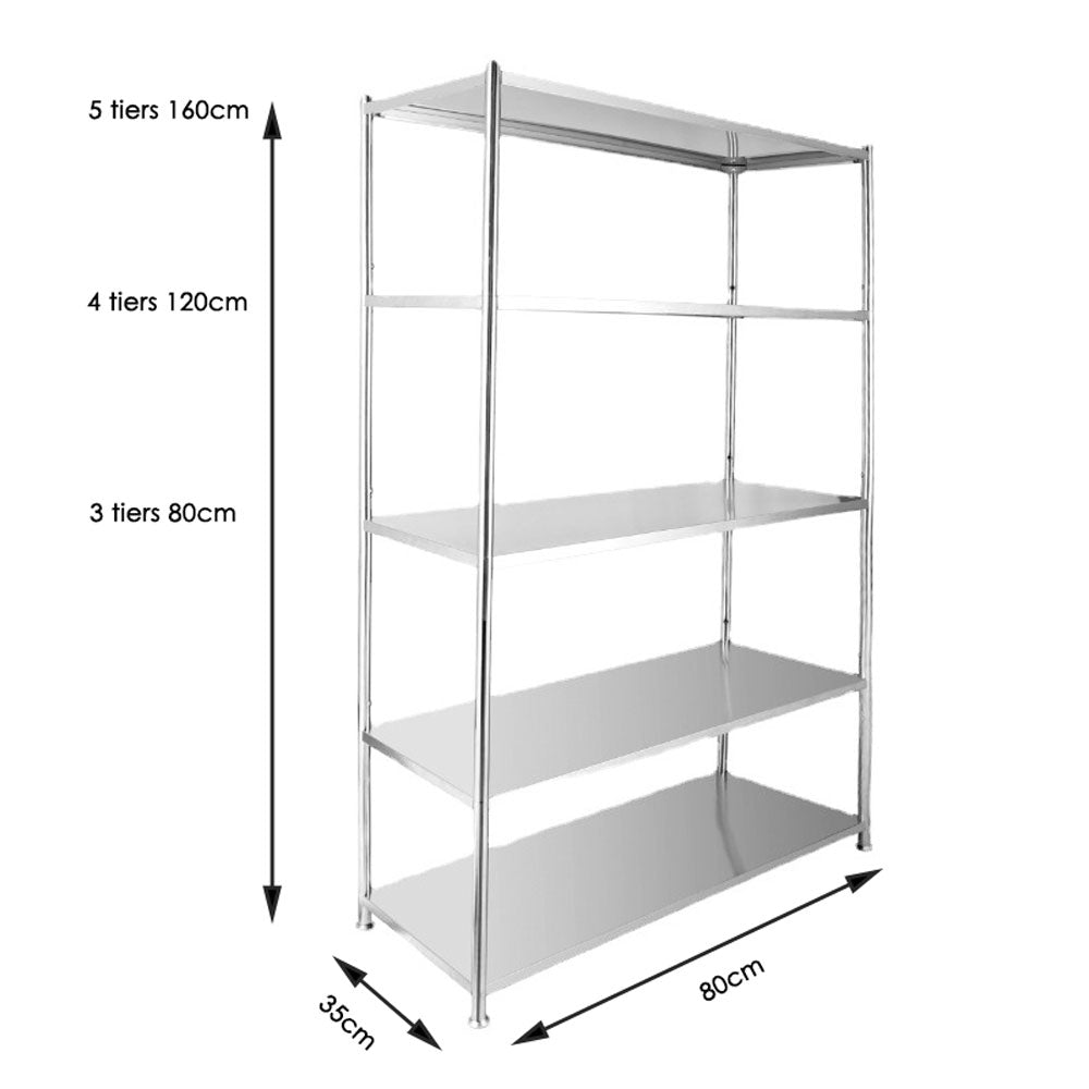 Microwave Oven Storage Rack 3 Tiers 80cm Height Stainless Steel