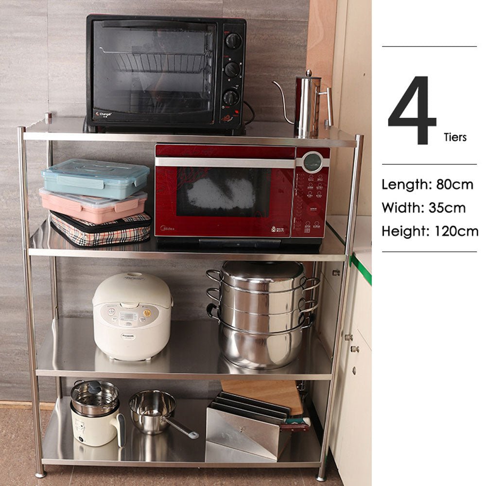 Microwave Oven Storage Rack 3 Tiers 80cm Height Stainless Steel