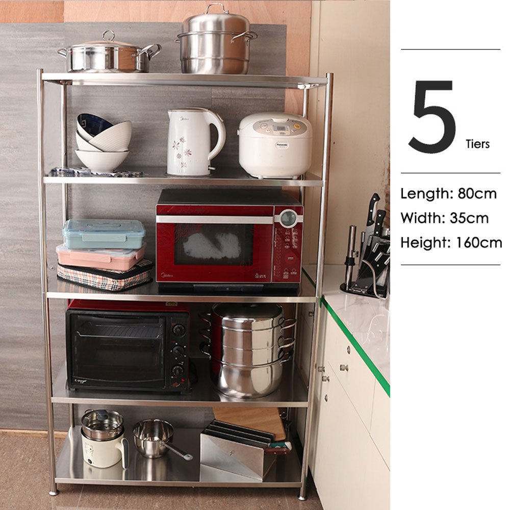 Microwave Oven Storage Rack 3 Tiers 80cm Height Stainless Steel