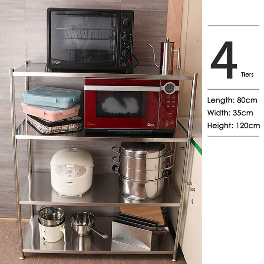 Microwave Oven Storage Rack 4 Tiers 120cm Height Stainless Steel