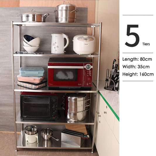 Microwave Oven Storage Rack 5 Tiers 160cm Height Stainless Steel