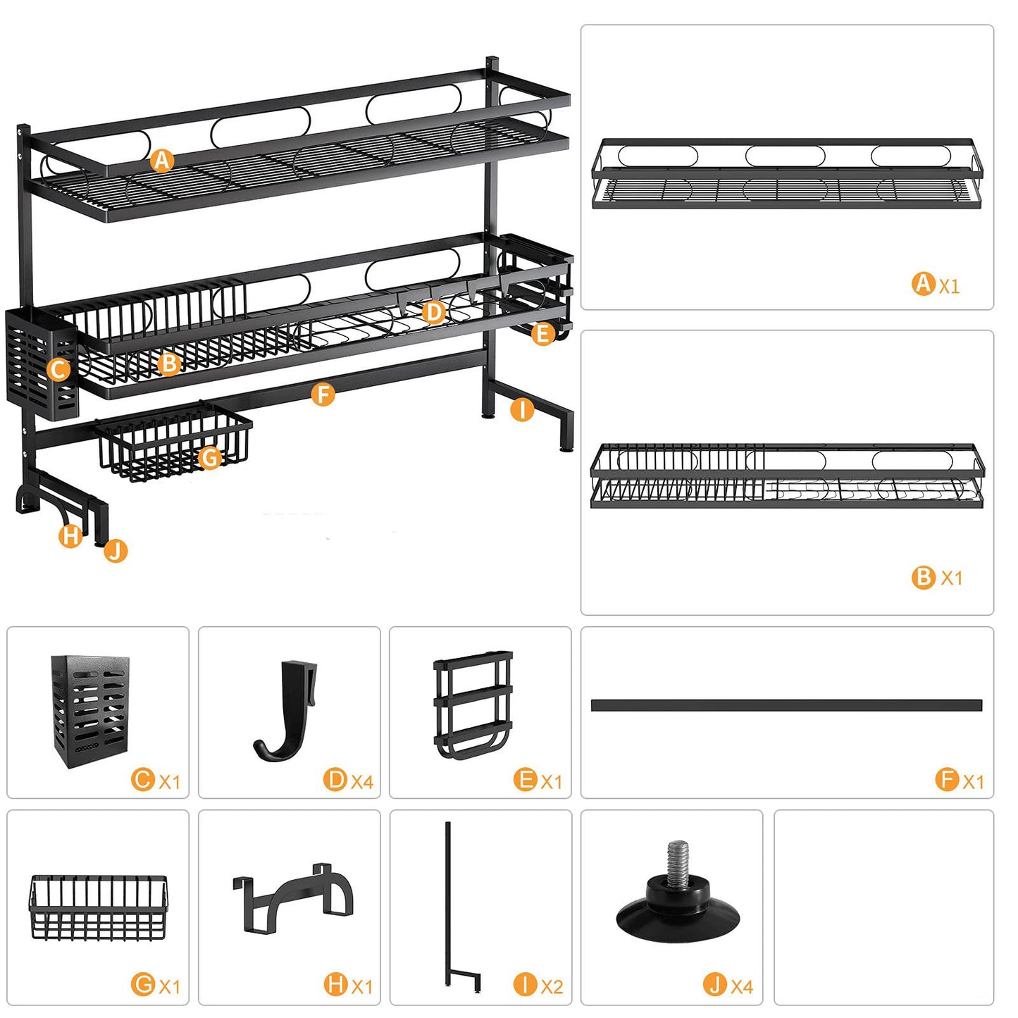 85cm 3 tier Over Sink Dish Drying Rack Drainer Kitchen Cutlery Holder Storage Organizer