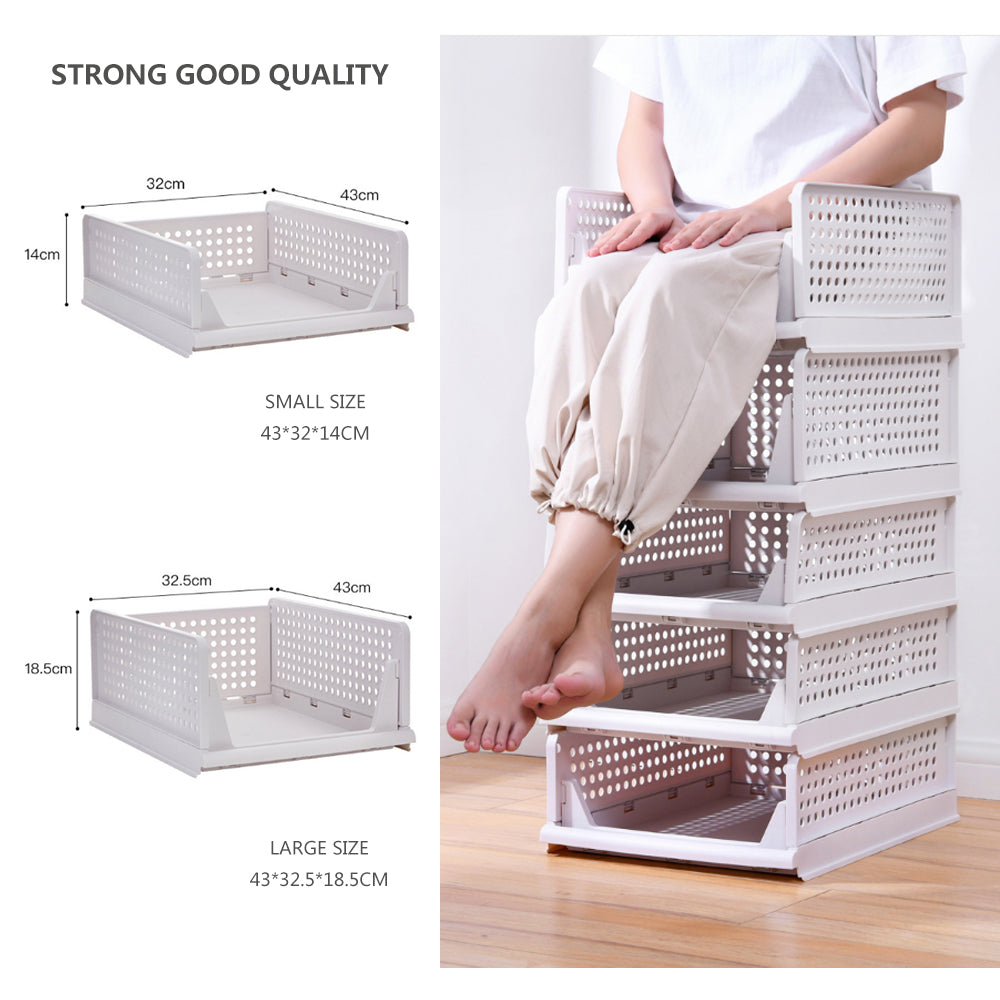 Stackable Wardrobe Storage 2Pcs DIY Closet Organizer Clothes Shelf Rack(2*Small)