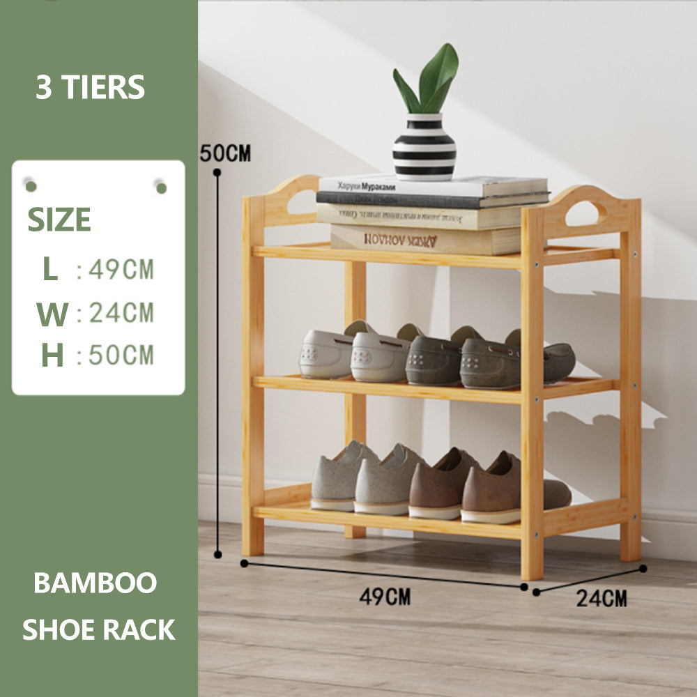 Bamboo Shoe Rack Storage Organizer 