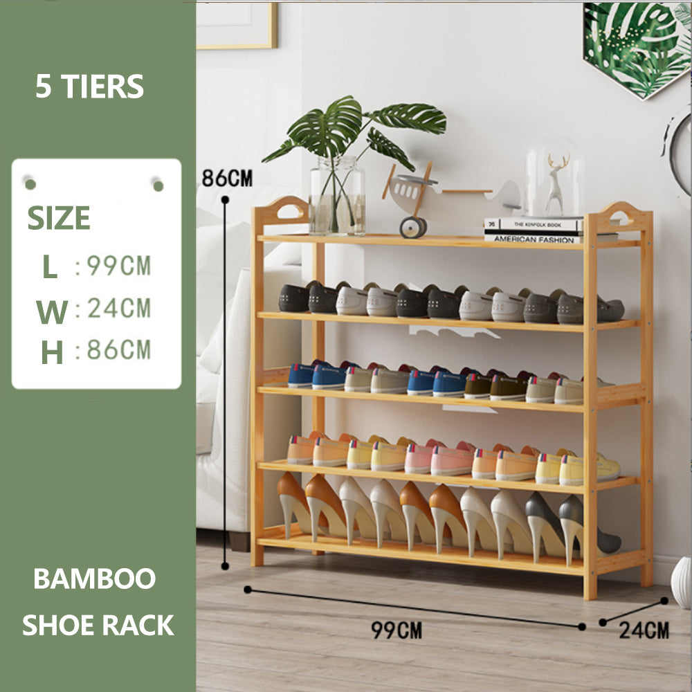 Bamboo Shoe Rack Storage Organizer 