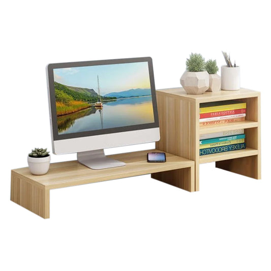 Desk Monitor Riser Stand With 3Tier Storage Shelves Desktop Bookshelf storage nook