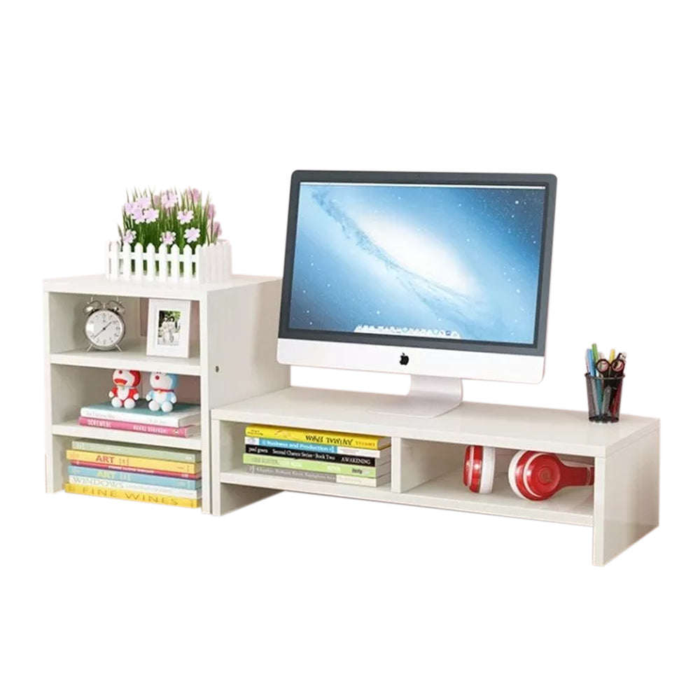 Desk Monitor Riser Stand With 3Tier Storage Shelves Desktop Bookshelf storage nook