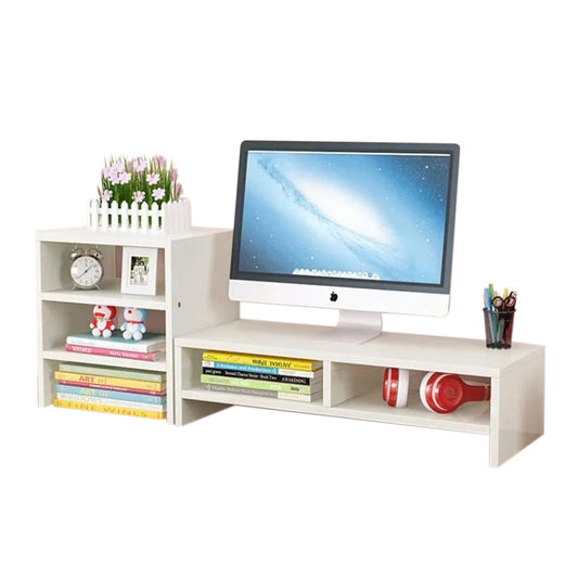 Desk Monitor Riser Stand With 3Tier Storage Shelves Desktop Bookshelf storage nook