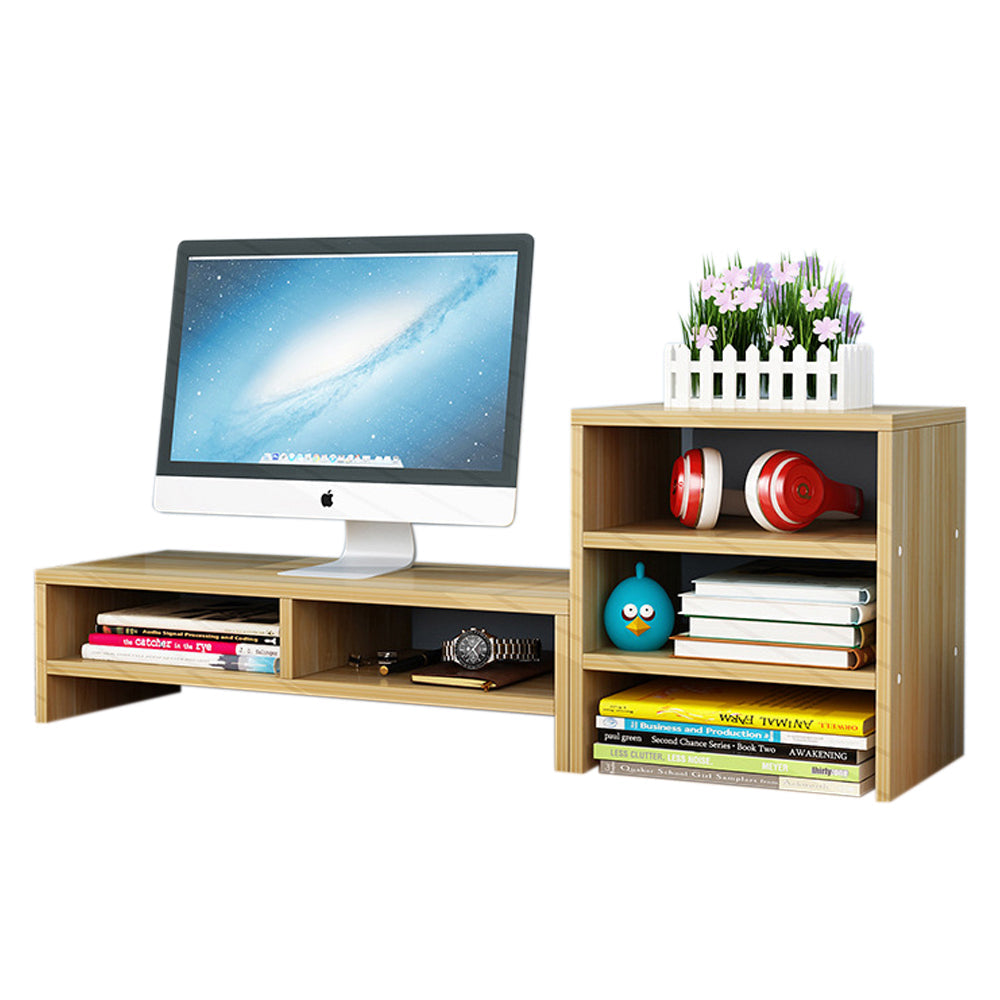 Desk Monitor Riser Stand With 3Tier Storage Shelves Desktop Bookshelf storage nook