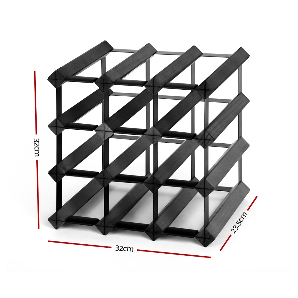 Wine Rack Timber 12 Bottle Wine Storage - Black