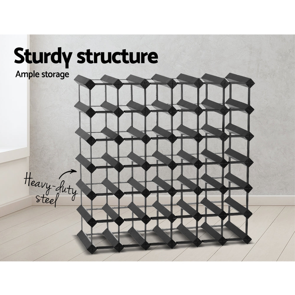 Wine Rack Timber Wine Storage 42 Bottle - Black