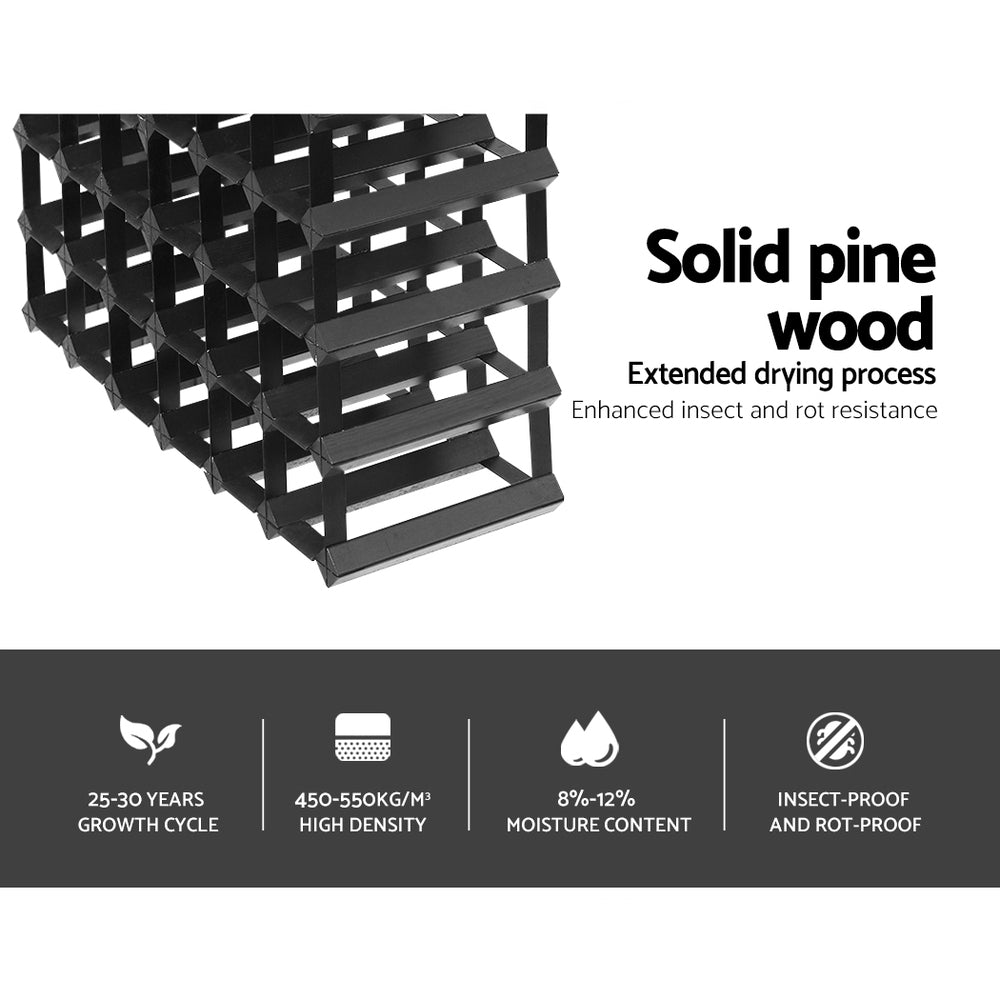 Wine Rack Timber Wine Storage 42 Bottle - Black