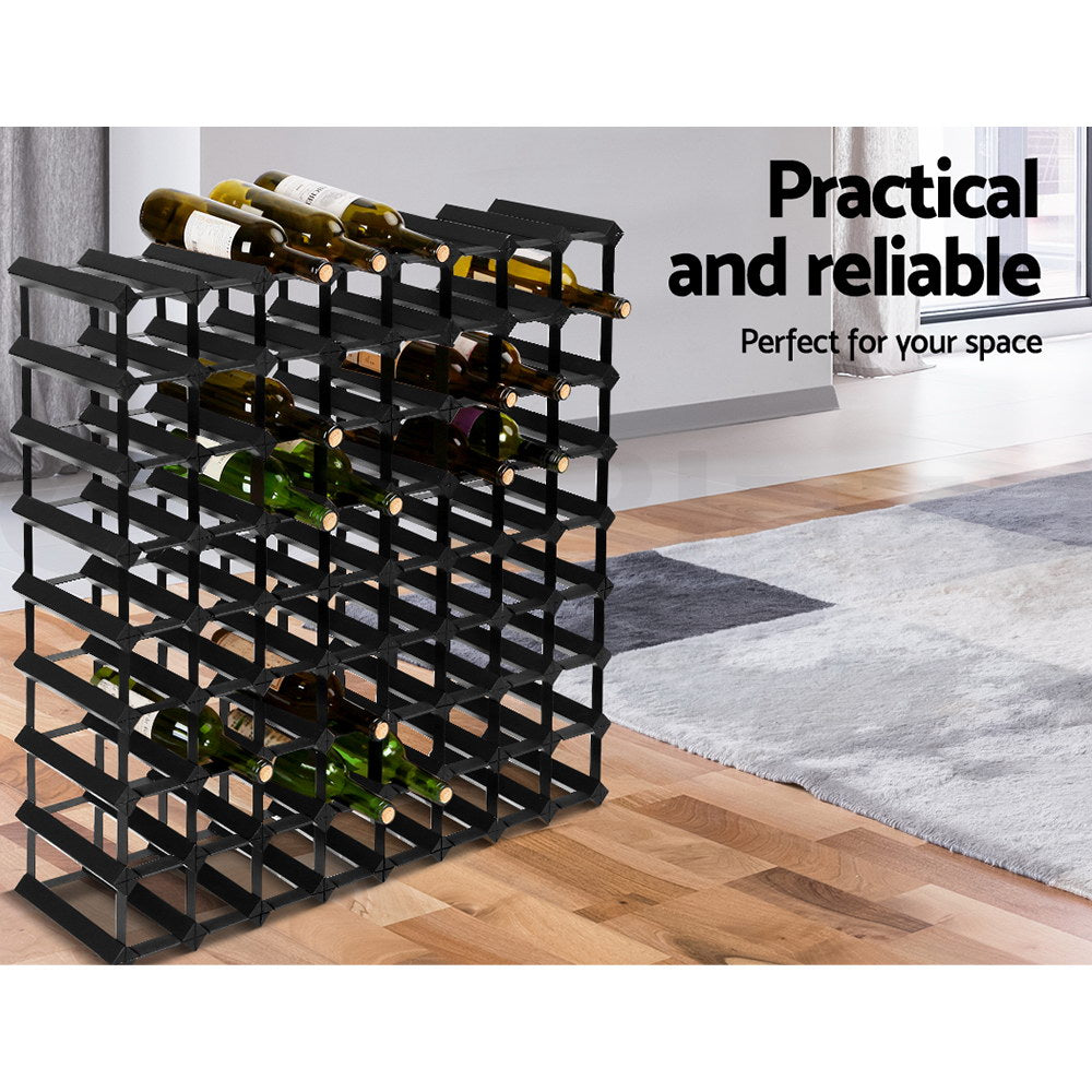 Wine Rack Wooden Wine Storage 72 Bottle - Black