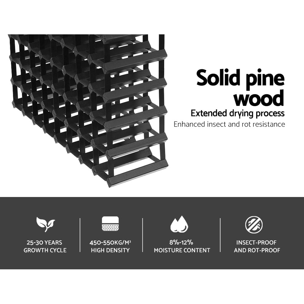 Wine Rack Wooden Wine Storage 72 Bottle - Black