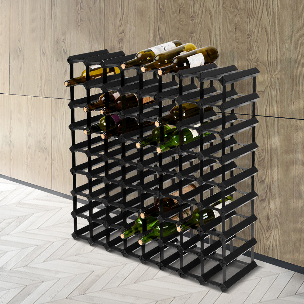 Wine Rack Wooden Wine Storage 72 Bottle - Black