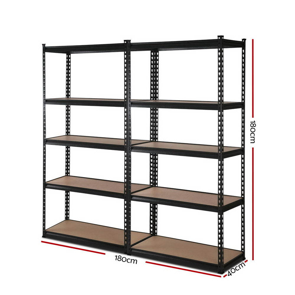 Steel Warehouse Shelving 2x1.8M 5-Shelves Garage Storage Rack Black