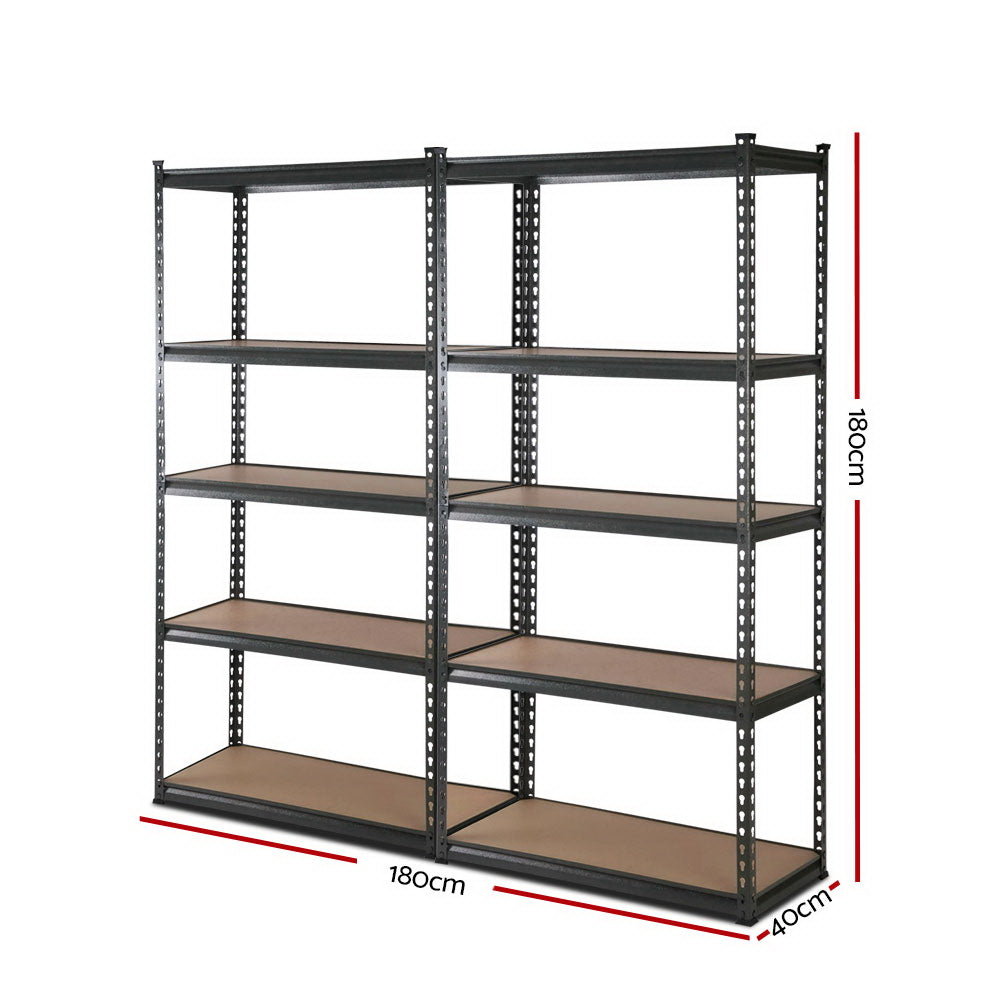 Steel Warehouse Shelving 2x1.8M 5-Shelves Garage Storage Rack Grey